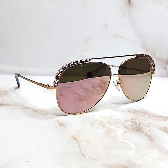 Furla pink crystal mirror aviator sunglasses main image 5